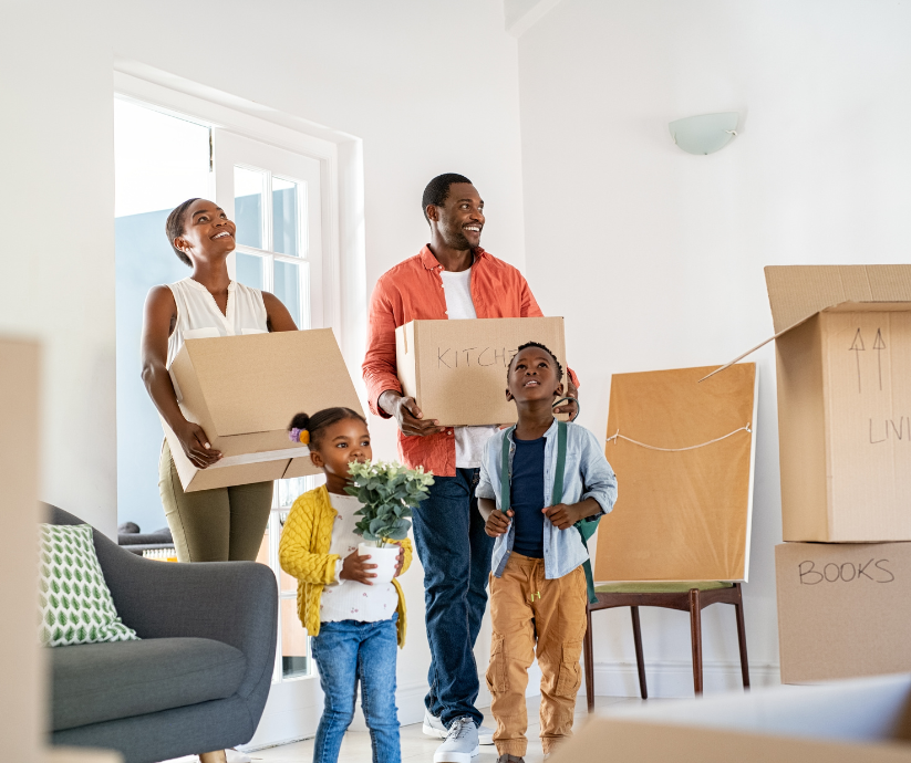 family moving in a new home